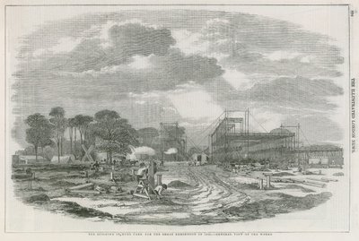 Bygningen i Hyde Park, London, for den store utstillingen i 1851 av English School