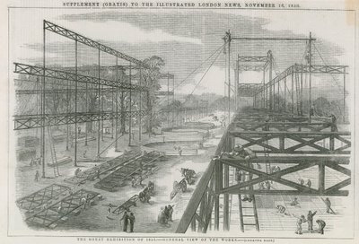 Bygningen i Hyde Park, London, for den store utstillingen i 1851 av English School