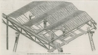 Bygningen i Hyde Park, London, for den store utstillingen i 1851 av English School