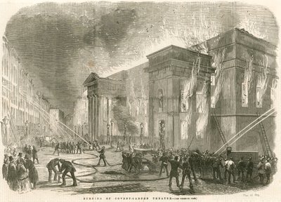 Brenningen av Covent Garden Theatre, London, om morgenen 5. mars 1856 av English School