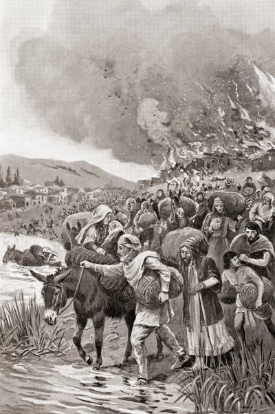 Brenningen av Sardis under det joniske opprøret i 498 f.Kr., fra Hutchinsons History of the Nations, pub.1915 av English School