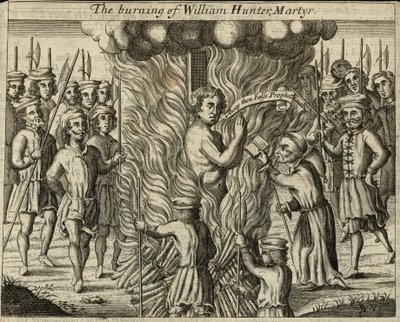 Brenningen av martyren William Hunter (gravering) av English School