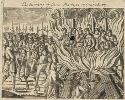 Die Verbrennung von sieben Märtyrern in Canterbury von English School