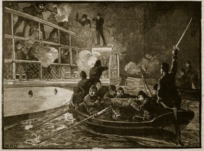 Fangsten av Caroline, 1837, illustrasjon fra Cassells Illustrated History of England (sepiafoto) av English School