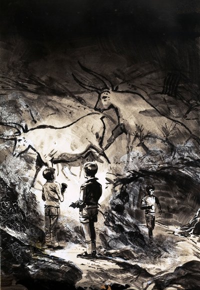 Hulemaleriene til Lascaux nær Montignac i Frankrike av English School