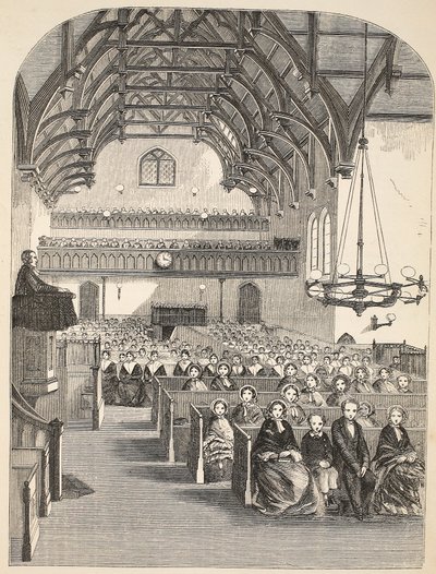 Kapellet i Brixton, illustrasjon fra The Criminal Prisons of London og Scenes from Prison Life av Henry Mayhew og John Binny, pub. 1862 av English School