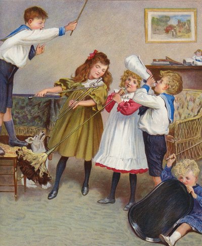 Barnekonserten (fargelitografi) av English School