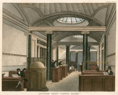 Kafferommet til Auction Mart, St Bartholomews Lane, London av English School