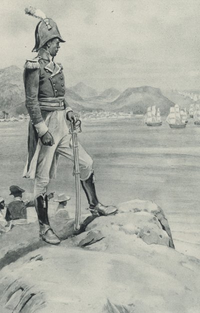 Døden til stakkars Toussaint LOuverture nærmer seg, den svarte lederen ser på den kommende flåten sendt av Napoleon for hans ødeleggelse av English School