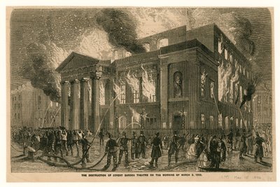 Ødeleggelsen av Covent Garden Theatre, London, om morgenen 5. mars 1856 av English School