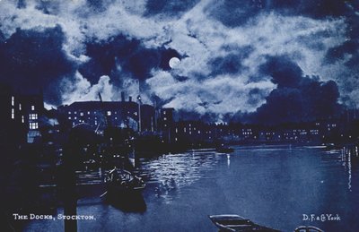 Dokkene, Stockton-on-Tees (fargelitografi) av English School