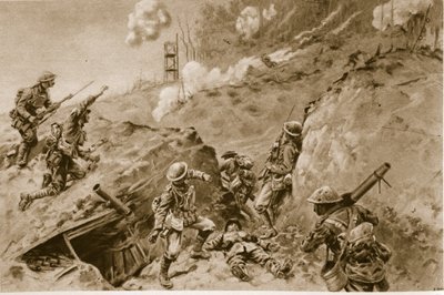 De fryktelige hulene som førte til Oppy Wood, britiske bombefly som arbeidet langs de tyske skyttergravene, 1914-19 av English School