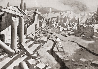Jordskjelvet i Sparta, antikkens Hellas, 464 f.Kr., fra Hutchinson