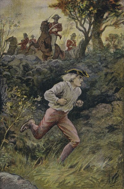 The Escape of Harvey Birch: illustrasjon fra The Spy, av James Fenimore Cooper av English School