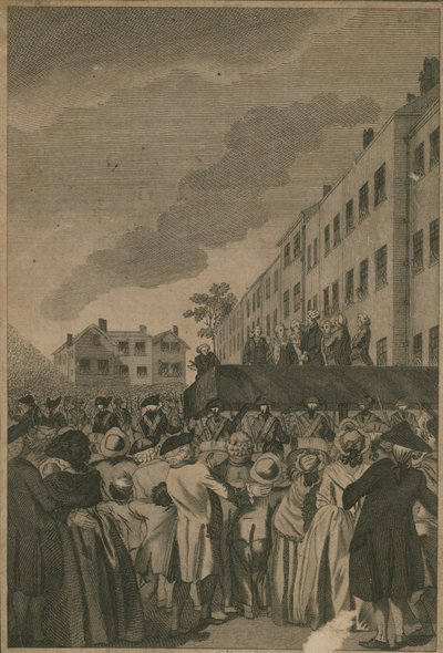 Henrettelsen av opprørsherrene på Tower Hill (gravering) av English School