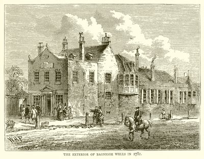 Eksteriøret av Bagnigge Wells i 1780 av English School