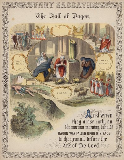 Dagons fall (farget gravering) av English School
