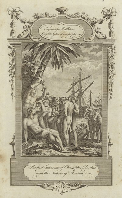 Det første intervjuet av Christopher Columbus med de innfødte i Amerika av English School