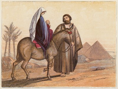 Flukten til Egypt (fargelitografi) av English School