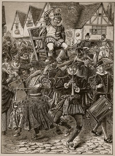 The frolic of My Lord of Misrule, illustrasjon fra Cassells Illustrated History of England (sepia-bilde) av English School