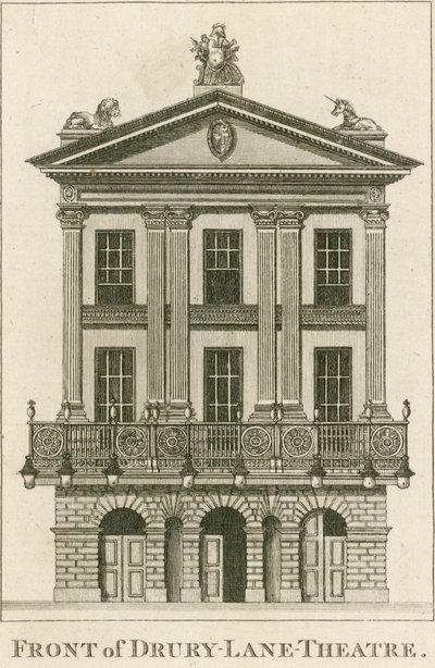 Die Front des Drury Lane Theatre, London von English School