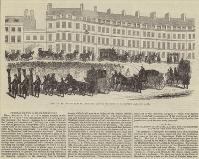 Begravelsen til avdøde Mr William Beckford, som forlot huset sitt i Lansdowne Crescent, Bath (gravering) av English School