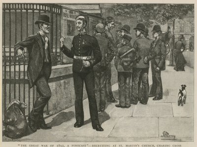 Den store krigen i 1892, en prognose; Rekruttering ved St Martins kirke av English School