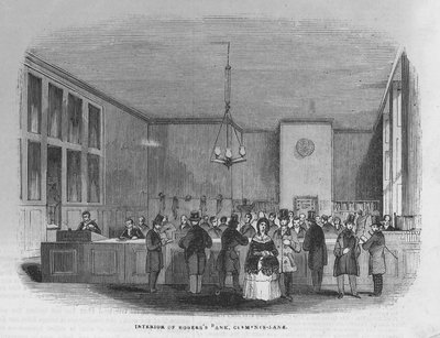 Interiøret i Bank of Mrs Rogers and Co av English School