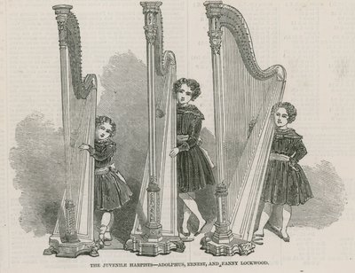 De unge harpistene - Adolphus, Ernest og Fanny Lockwood av English School