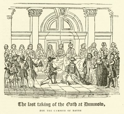 Den siste avleggelsen av eden ved Dunmow, for Gammon of Bacon (gravering) av English School