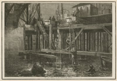 De siste restene av den gamle Westminster Bridge av English School