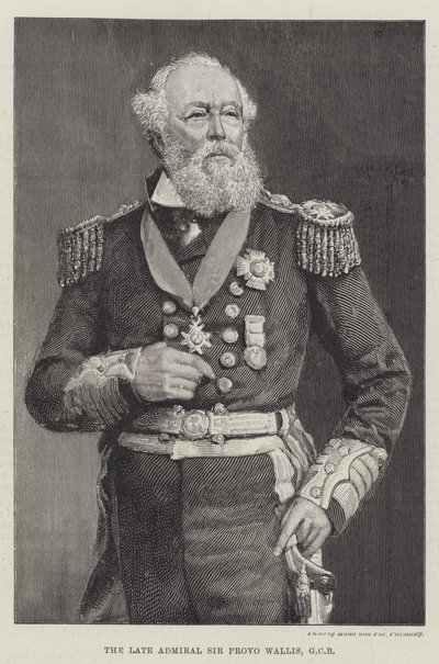 Avdøde admiral Sir Provo Wallis, GCB (gravering) av English School