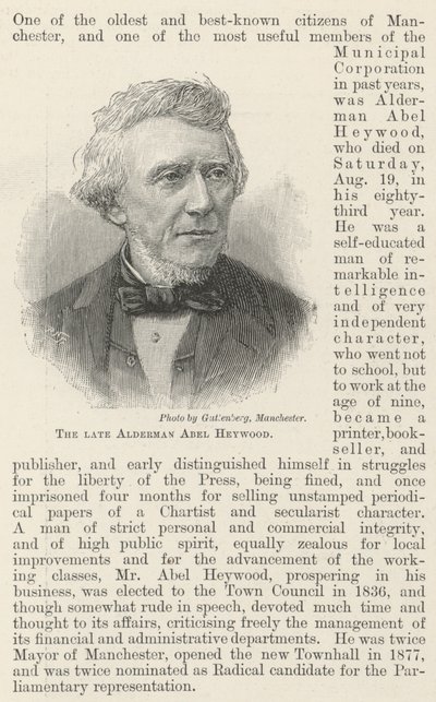 Der verstorbene Stadtrat Abel Heywood von English School