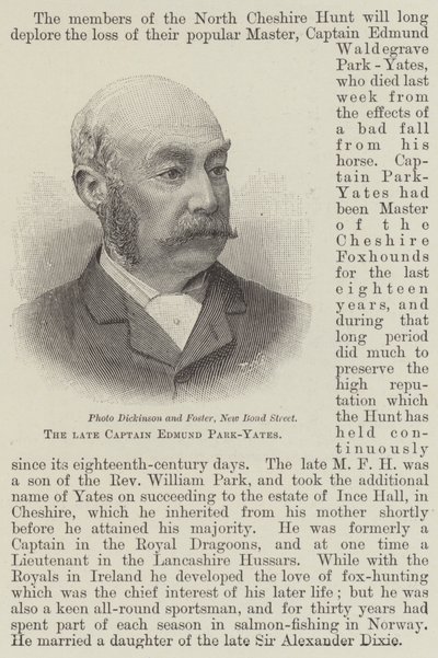 Avdøde kaptein Edmund Park-Yates (gravering) av English School