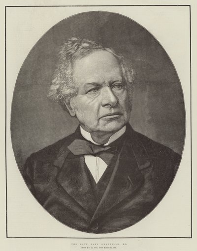 Avdøde Earl Granville, KG (gravering) av English School