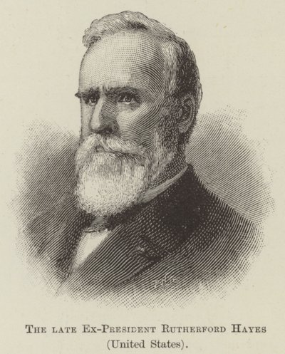 Avdøde eks-president Rutherford Hayes, USA (gravering) av English School