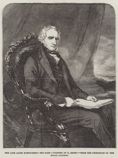 Avdøde James Montgomery, poeten (gravering) av English School
