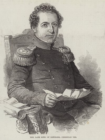 Den avdøde kongen av Danmark, Christian VIII (gravering) av English School