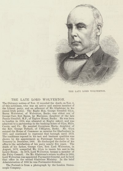 Den avdøde Lord Wolverton (gravering) av English School
