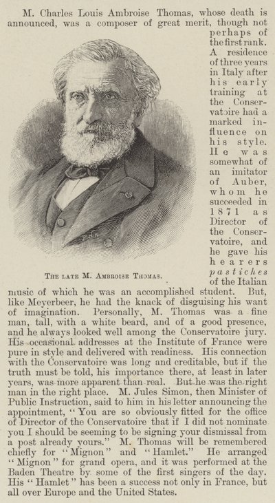 Avdøde M Ambroise Thomas (gravering) av English School