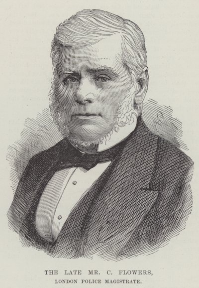 Avdøde Mr C Flowers, London Police Magistrate (gravering) av English School