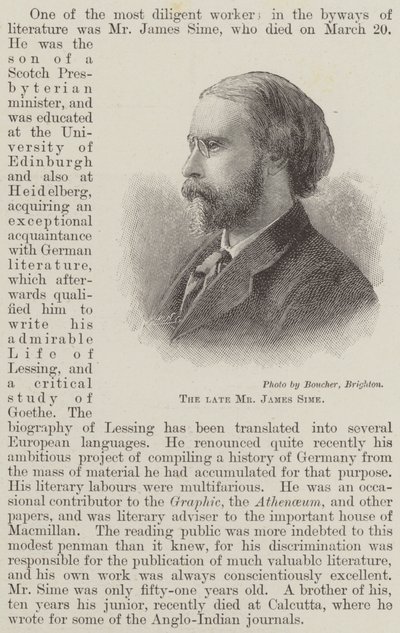 Avdøde herr James Sime (gravering) av English School