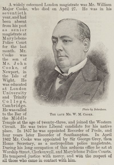 Avdøde Mr WM Cooke (gravering) av English School