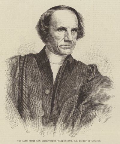 Den avdøde høyre pastor Christopher Wordsworth, DD, biskop av Lincoln (gravering) av English School