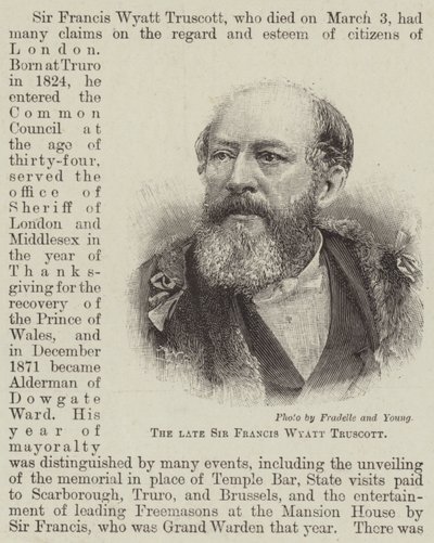 Avdøde Sir Francis Wyatt Truscott (gravering) av English School