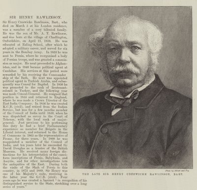 Avdøde Sir Henry Creswicke Rawlinson, Baronet (gravering) av English School