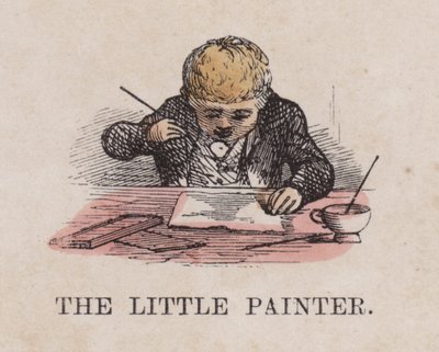 Den lille maleren (farget gravering) av English School