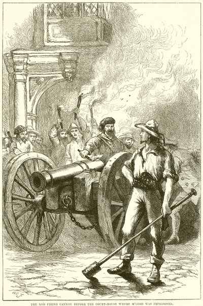 Mobben avfyrte Cannon før rettshuset der McLeod ble fengslet av English School
