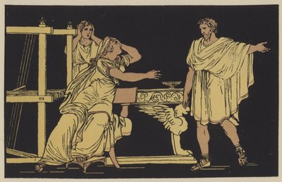 Euryalus#39; mor mottar nyheten om hans død (fargelitografi) av English School