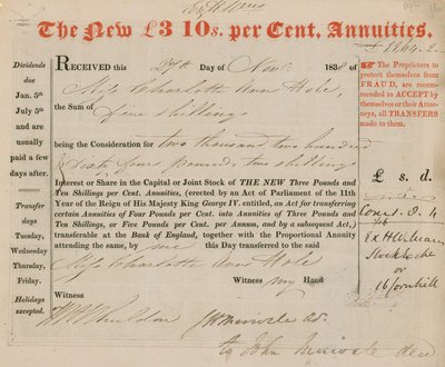 De nye £3 10s prosent livrentene av English School